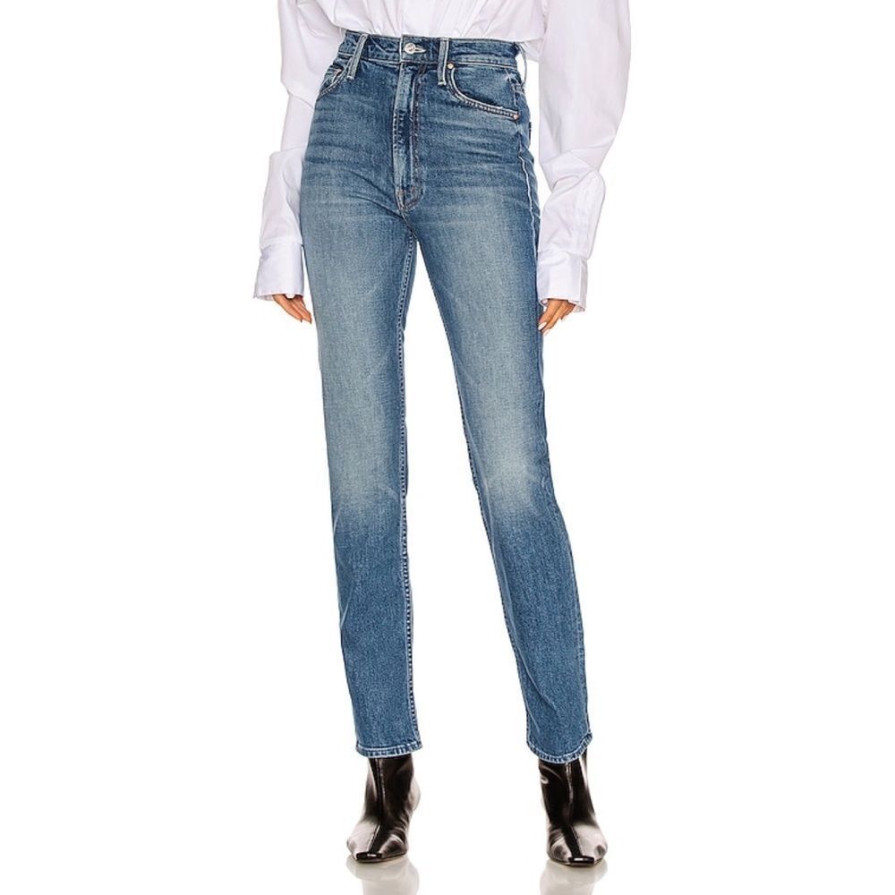NWT Mother High Waisted Rider Skimp Straight Leg Jean in Cowboys Don't Cry, 26